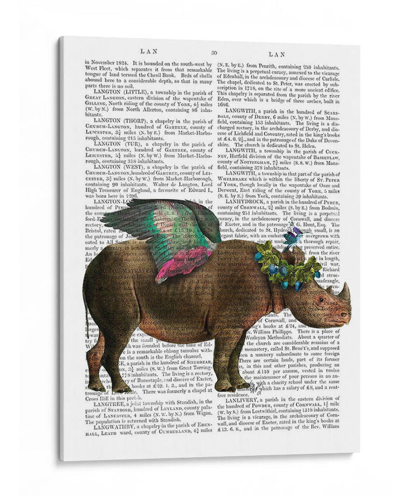 Rinoceronte Con Corona De Fresa. - Fab Funky | Cuadro decorativo de Canvas Lab