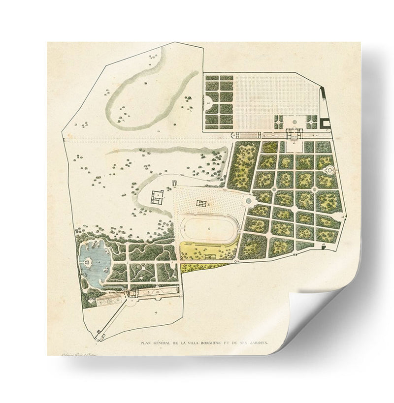 Plan General De La Villa Borghese - Andrew Cook George | Cuadro decorativo de Canvas Lab