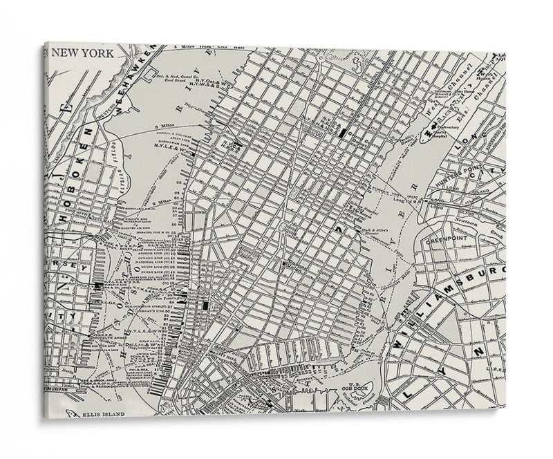 Mapa De Custom B Y W De Nueva York - Vision Studio | Cuadro decorativo de Canvas Lab