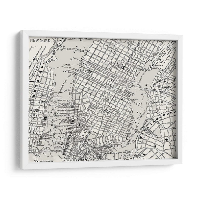 Mapa De Custom B Y W De Nueva York - Vision Studio | Cuadro decorativo de Canvas Lab
