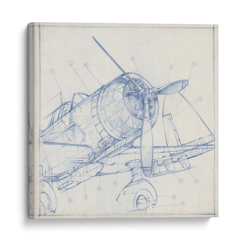Sketch Mecánico De Avión I - Ethan Harper | Cuadro decorativo de Canvas Lab