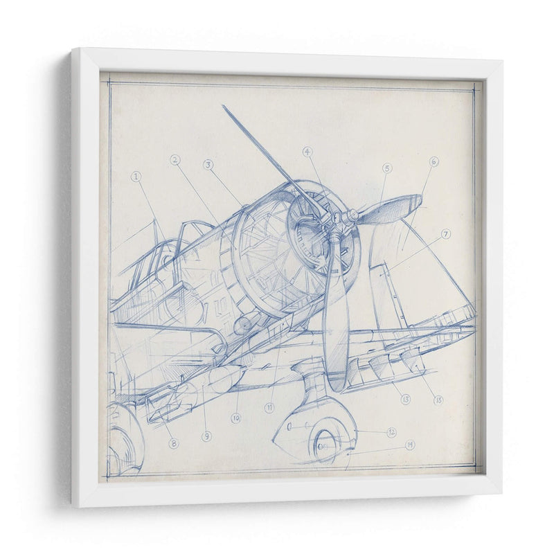Sketch Mecánico De Avión I - Ethan Harper | Cuadro decorativo de Canvas Lab