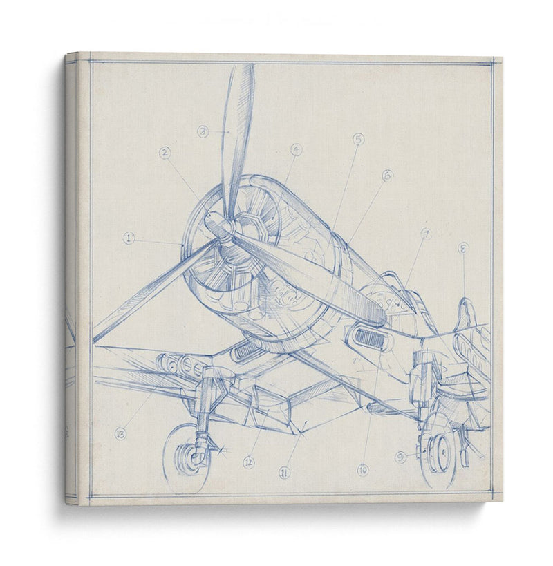Sketch Mecánico De Avión Ii - Ethan Harper | Cuadro decorativo de Canvas Lab