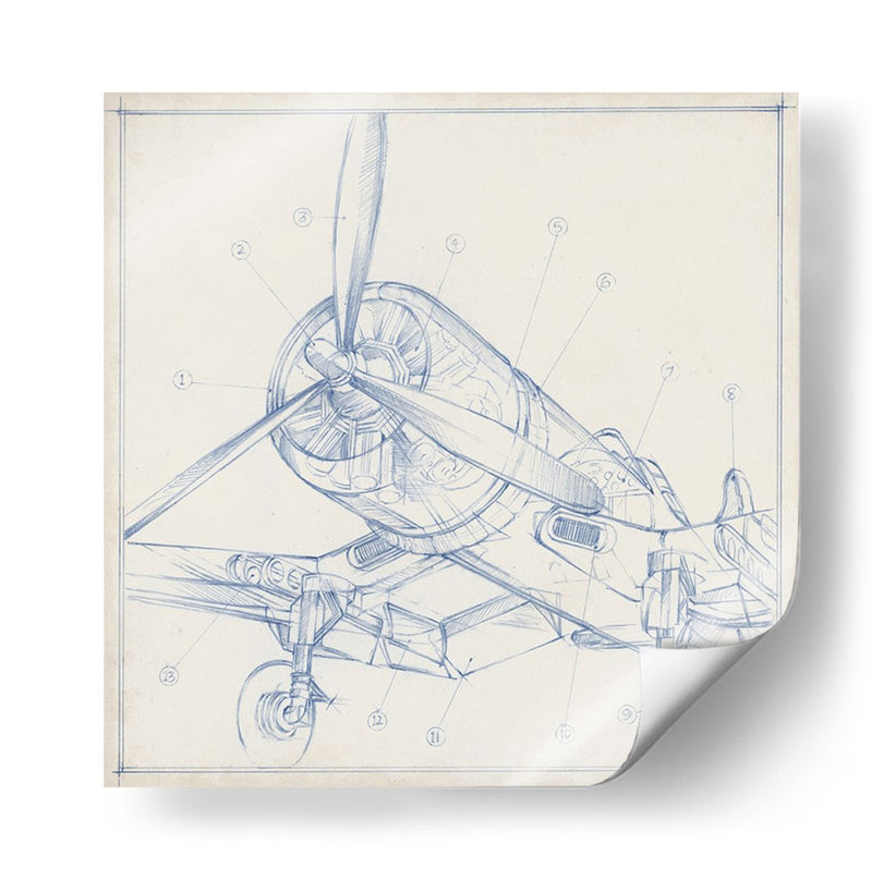 Sketch Mecánico De Avión Ii - Ethan Harper | Cuadro decorativo de Canvas Lab