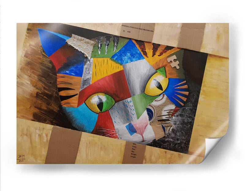 Gato jugando dentro de una caja - Rodríguez Marconi | Cuadro decorativo de Canvas Lab