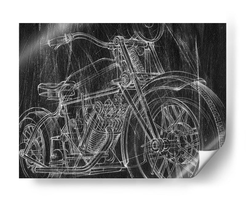 Bosquejo Mecánico De Motocicleta I - Ethan Harper | Cuadro decorativo de Canvas Lab