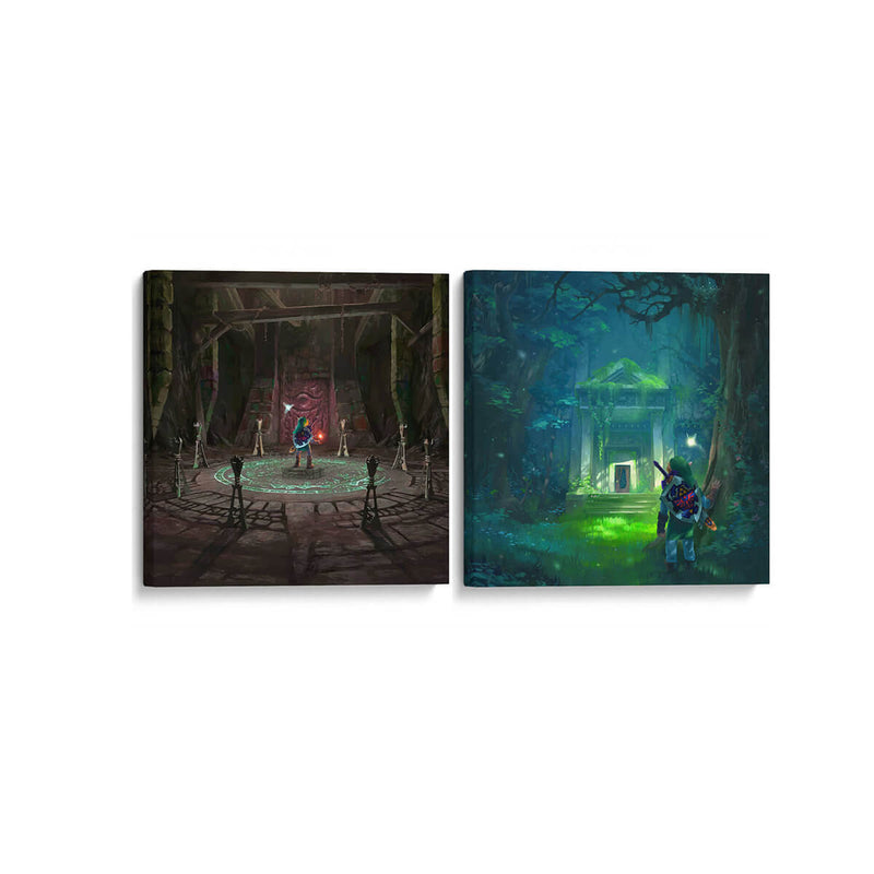 Templos de sombra y bosque - Set de 2 - Cuadro decorativo | Canvas Lab