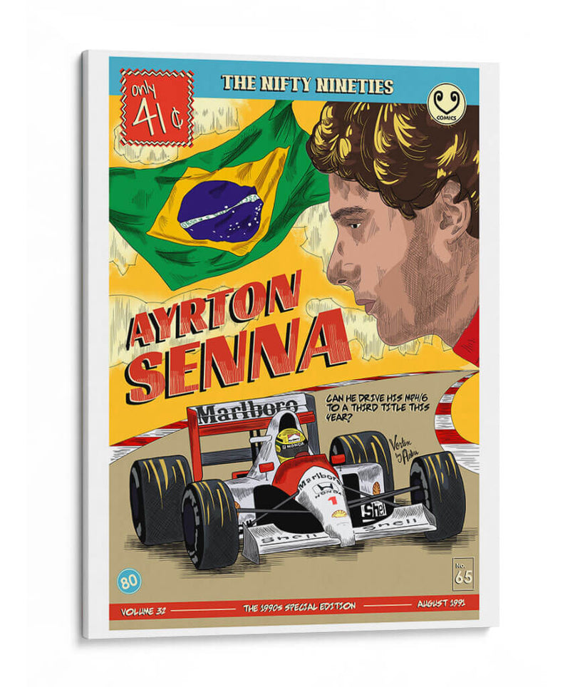 Ayrton Senna portada de cómic Cuadro Decorativo, Canvas Lab