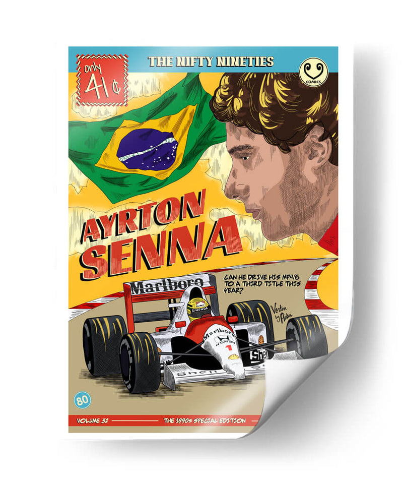 Ayrton Senna portada de cómic | Cuadro decorativo de Canvas Lab