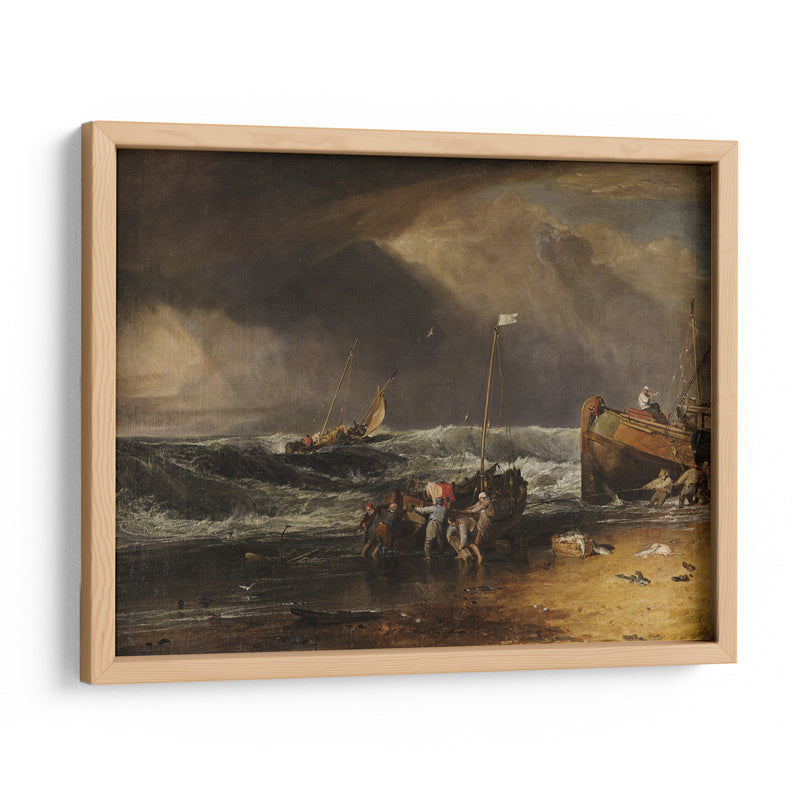 Una escena con los pescadores de la costa acarreando un barco en tierra - Joseph Mallord William Turner | Cuadro decorativo de Canvas Lab