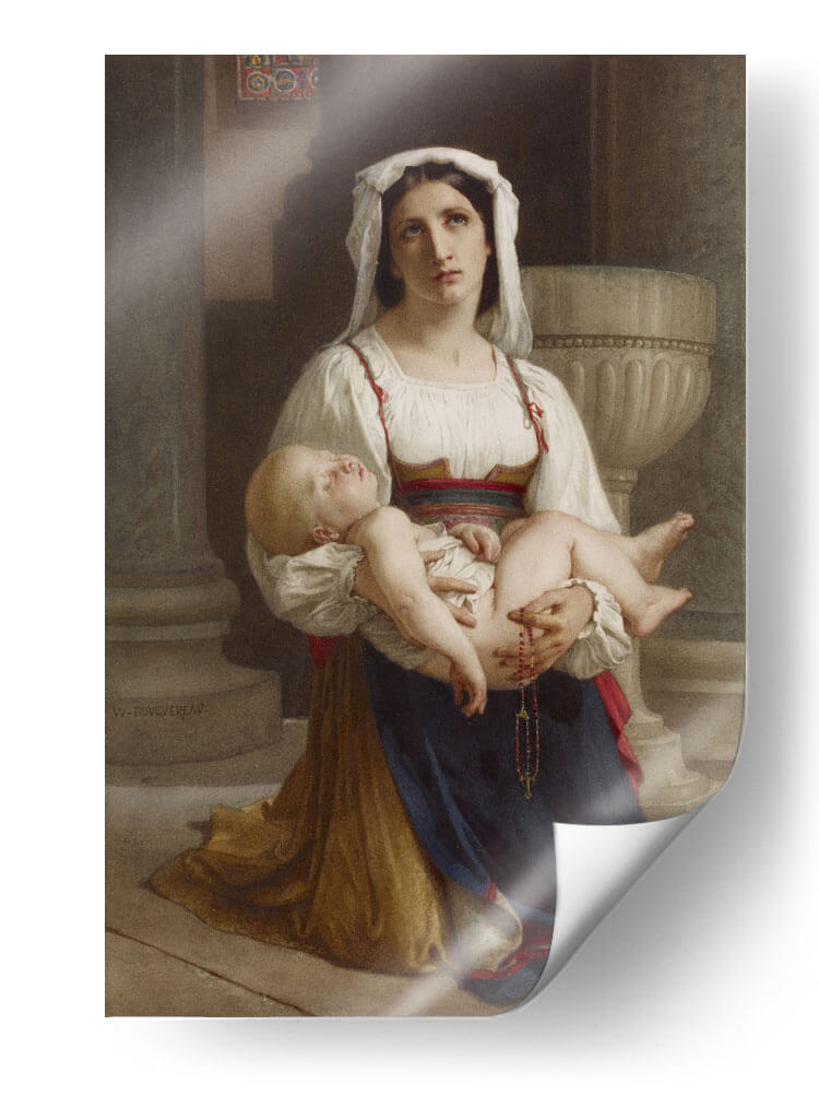 Campesino italiano arrodillado con niño - William-Adolphe Bouguereau | Cuadro decorativo de Canvas Lab