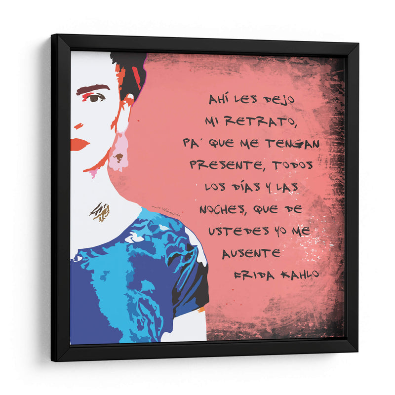 Ahí les dejo mi retrato Frida Kahlo en Fondo Rosa - Mario Velazquez | Cuadro decorativo de Canvas Lab