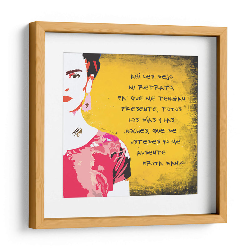 Ahí les dejo mi retrato Frida Kahlo en Fondo Amarillo - Mario Velazquez | Cuadro decorativo de Canvas Lab
