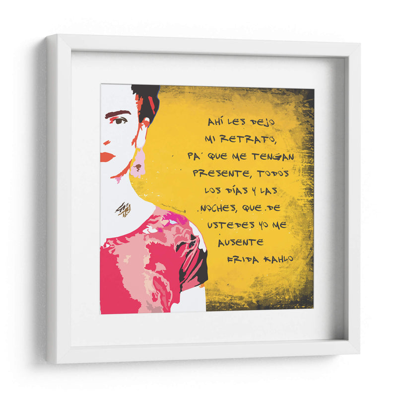 Ahí les dejo mi retrato Frida Kahlo en Fondo Amarillo - Mario Velazquez | Cuadro decorativo de Canvas Lab