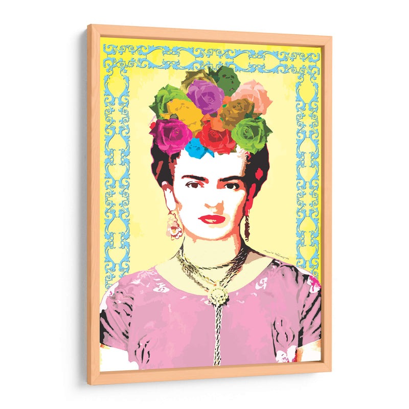 Frida Kahlo con Marco Azul - Mario Velazquez | Cuadro decorativo de Canvas Lab