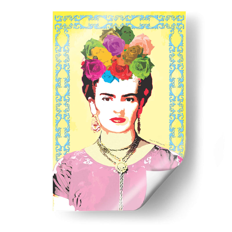 Frida Kahlo con Marco Azul - Mario Velazquez | Cuadro decorativo de Canvas Lab