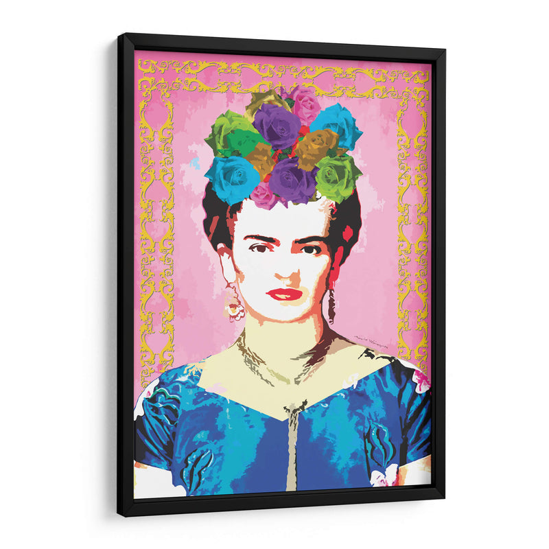 Frida Kahlo con Marco Amarillo - Mario Velazquez | Cuadro decorativo de Canvas Lab