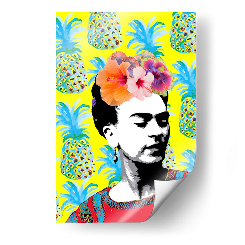 Frida Kahlo en Fondo Amarillo con Piñas - Mario Velazquez | Cuadro decorativo de Canvas Lab