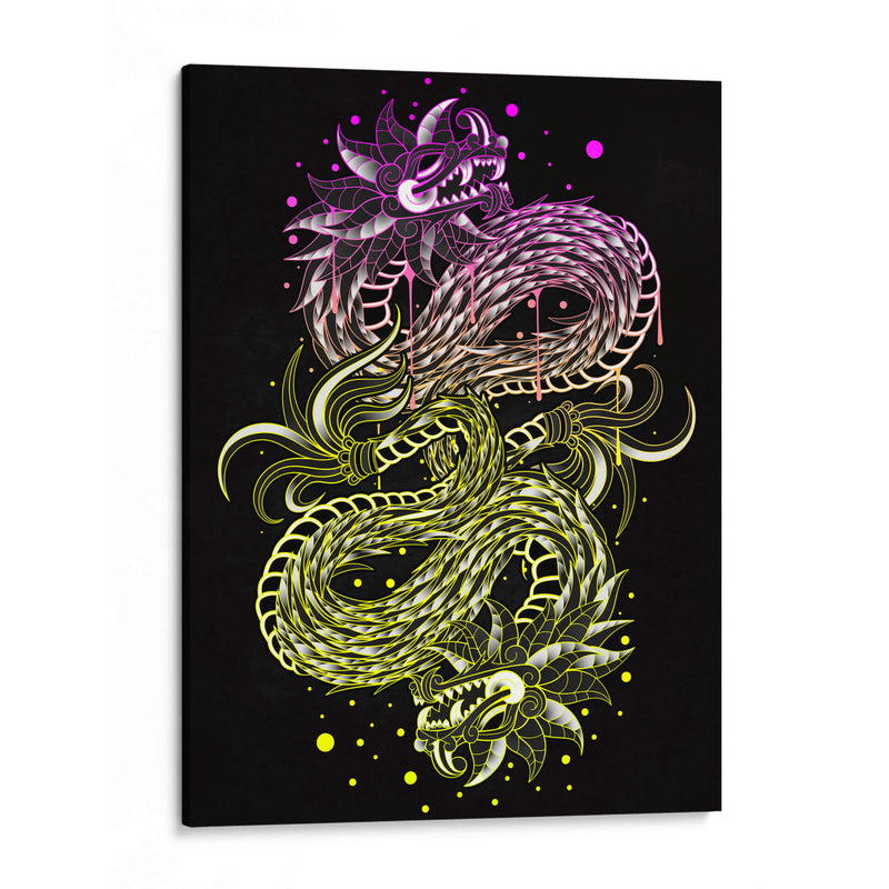 quetzalcoatl neon rosa y verde - Catpoe | Cuadro decorativo de Canvas Lab