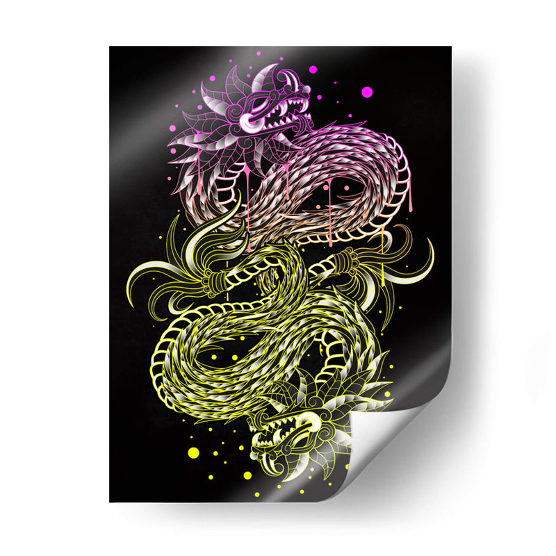 quetzalcoatl neon rosa y verde - Catpoe | Cuadro decorativo de Canvas Lab