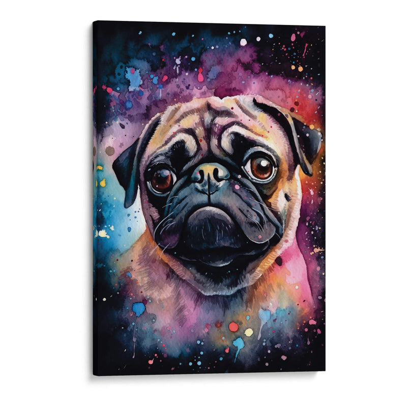 Pug en el Espacio en Acuarela - Dav Madrid | Cuadro decorativo de Canvas Lab