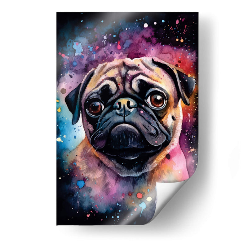 Pug en el Espacio en Acuarela - Dav Madrid | Cuadro decorativo de Canvas Lab