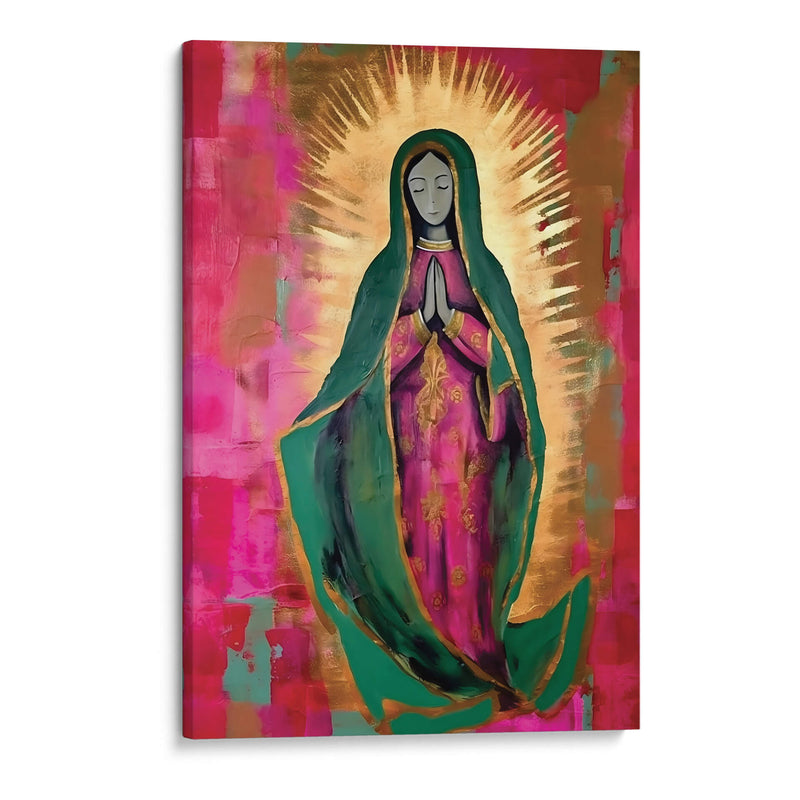 Virgen de Guadalupe Estilizada en rosa y Oro - Dav Madrid | Cuadro decorativo de Canvas Lab