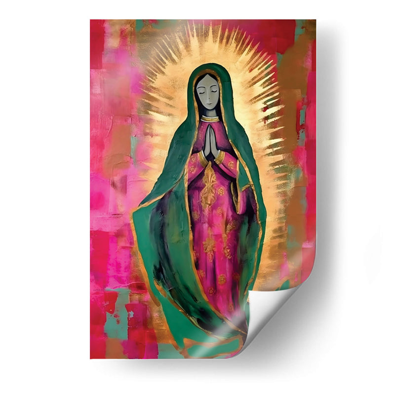 Virgen de Guadalupe Estilizada en rosa y Oro - Dav Madrid | Cuadro decorativo de Canvas Lab