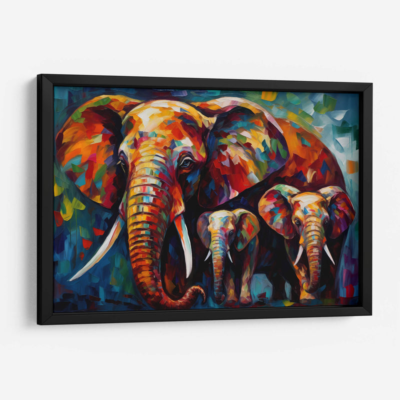 Mamá Elefante con sus hijos - LA Style | Cuadro decorativo de Canvas Lab