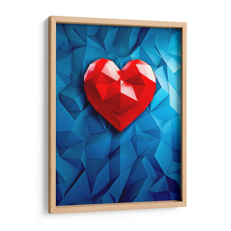 Corazón Poligonal Rojo sobre Fondo Poligonal Azul - DeLaVegaGaming | Cuadro decorativo de Canvas Lab