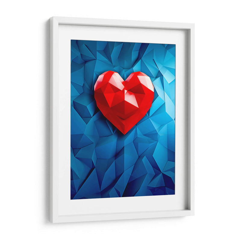 Corazón Poligonal Rojo sobre Fondo Poligonal Azul - DeLaVegaGaming | Cuadro decorativo de Canvas Lab