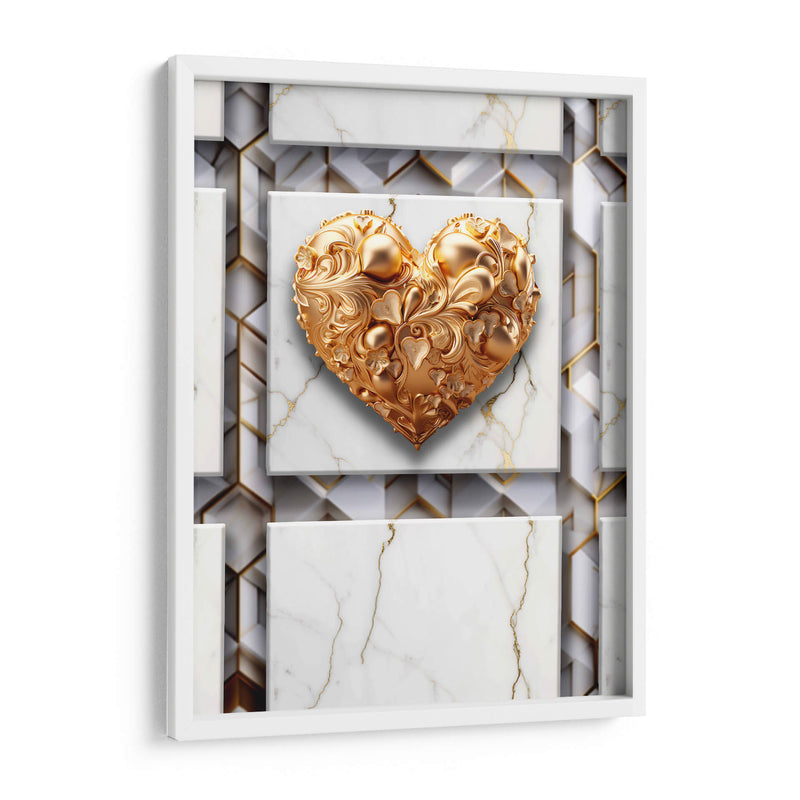 Corazón de Oro sobre Mármol Blanco - DeLaVegaGaming | Cuadro decorativo de Canvas Lab