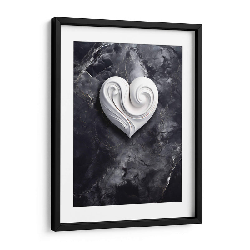 Corazón Blanco de Mármol sobre Mármol Negro - DeLaVegaGaming | Cuadro decorativo de Canvas Lab
