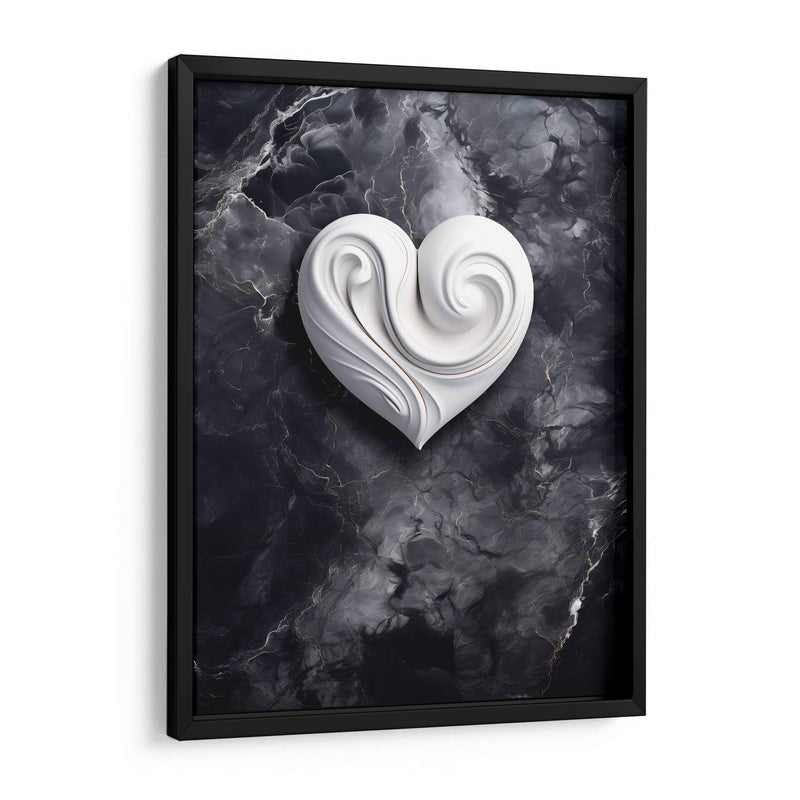 Corazón Blanco de Mármol sobre Mármol Negro - DeLaVegaGaming | Cuadro decorativo de Canvas Lab