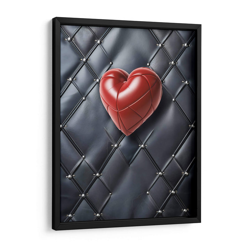 Corazón de Piel Rojo sobre Pared de Piel Negra - DeLaVegaGaming | Cuadro decorativo de Canvas Lab