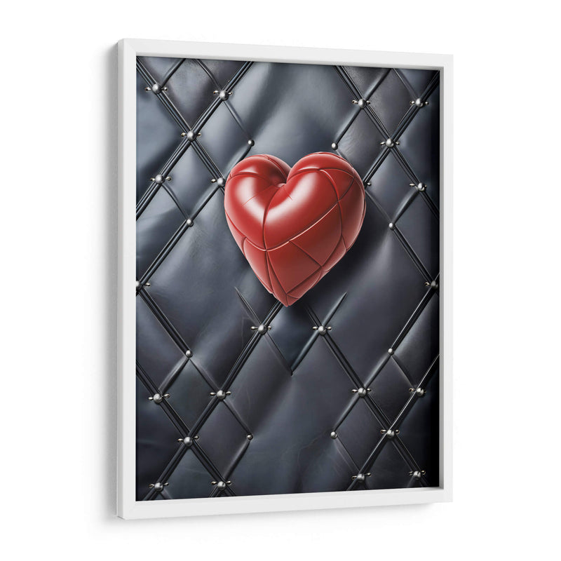 Corazón de Piel Rojo sobre Pared de Piel Negra - DeLaVegaGaming | Cuadro decorativo de Canvas Lab