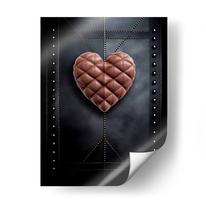 Corazón de Piel Café Sobre Pared de Piel Negra - DeLaVegaGaming | Cuadro decorativo de Canvas Lab
