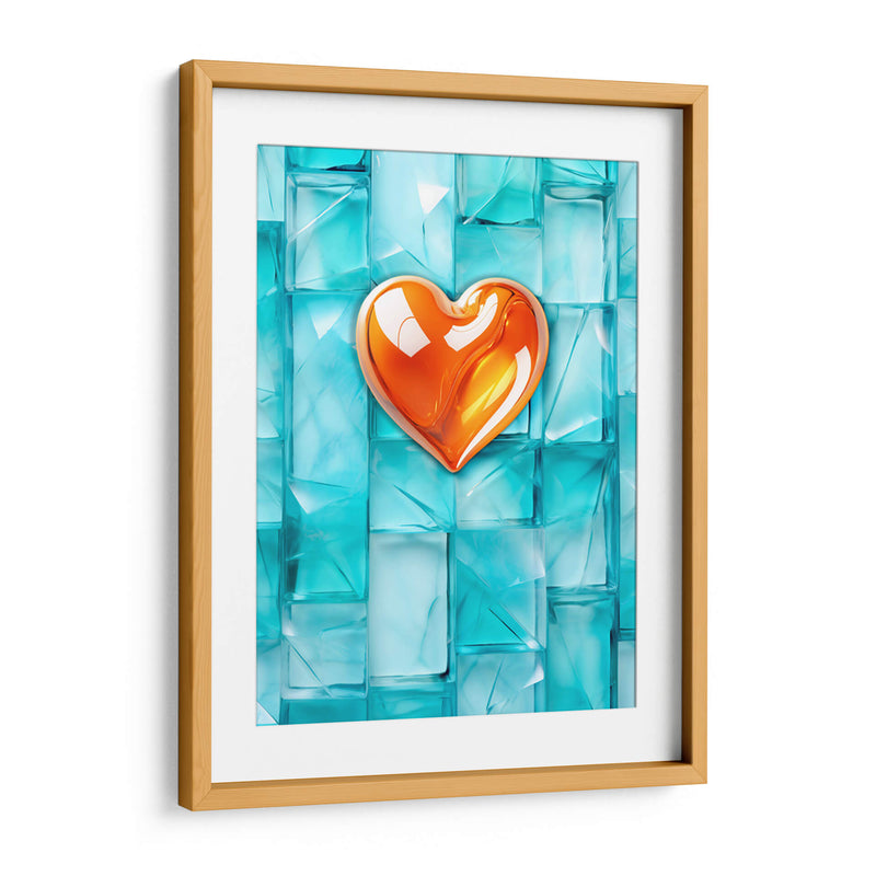 Corazón Naranja de Cristal Sobre Cubos de Cristal - DeLaVegaGaming | Cuadro decorativo de Canvas Lab