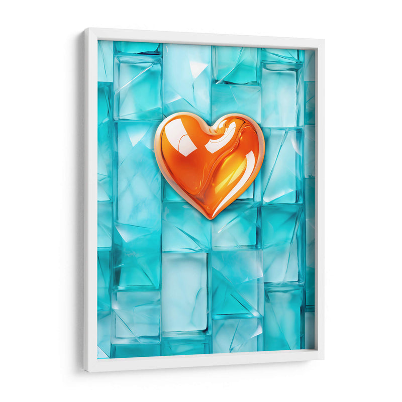 Corazón Naranja de Cristal Sobre Cubos de Cristal - DeLaVegaGaming | Cuadro decorativo de Canvas Lab