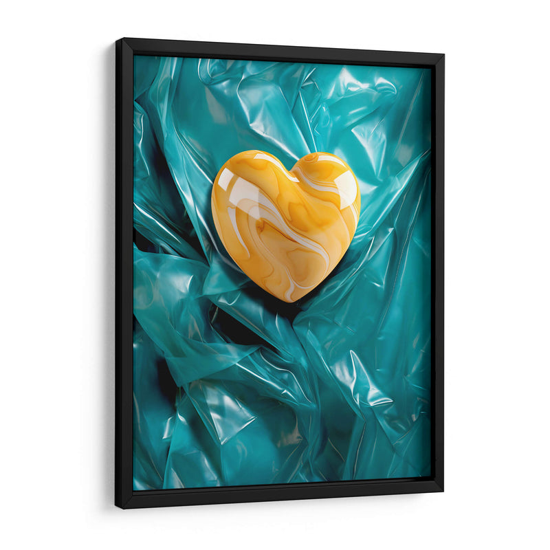 Corazón de Mármol Amarillo Sobre Plástico Verde - DeLaVegaGaming | Cuadro decorativo de Canvas Lab