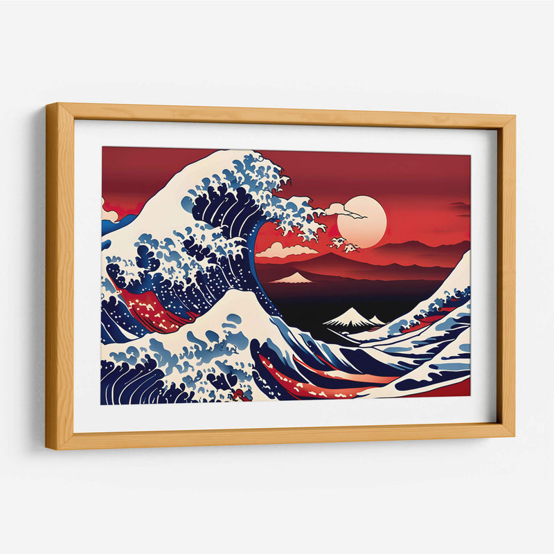 La Gran Ola Cielo Rojo - Mavel Per | Cuadro decorativo de Canvas Lab