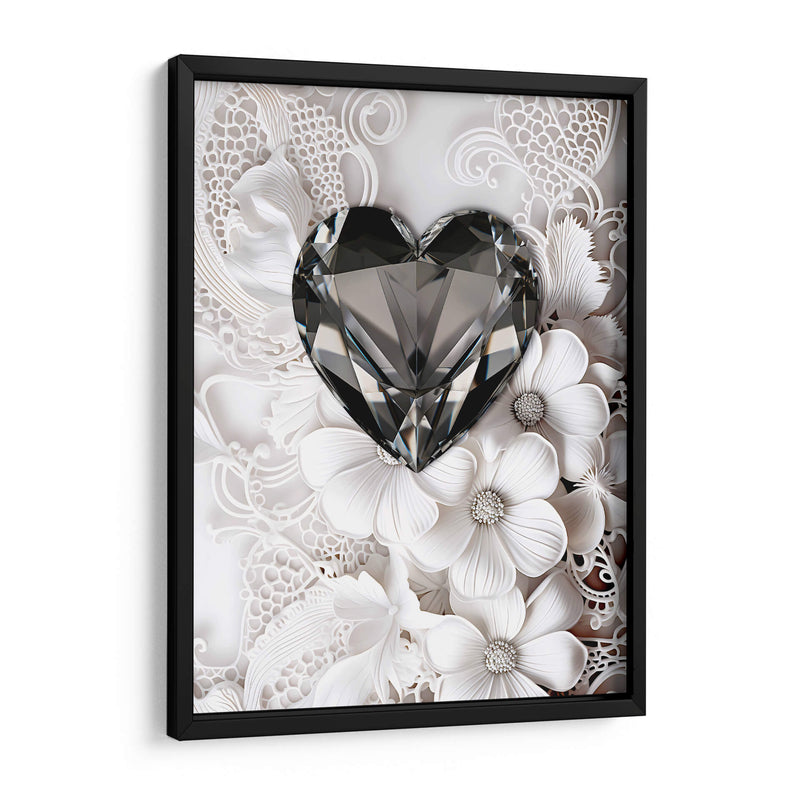 Crorazón de Diamante Negro Sobre Encaje Blanco - DeLaVegaGaming | Cuadro decorativo de Canvas Lab