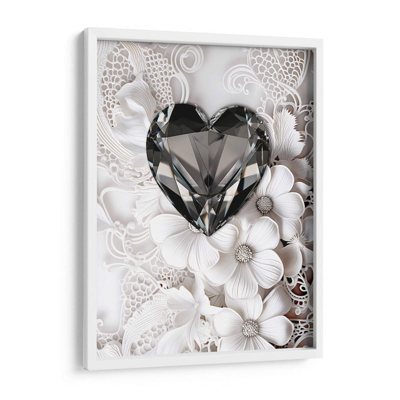 Crorazón de Diamante Negro Sobre Encaje Blanco - DeLaVegaGaming | Cuadro decorativo de Canvas Lab