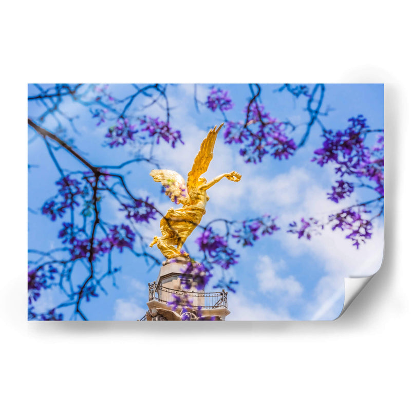 Ángel de la Independencia entre flores de jacaranda - Guillermo Aparicio | Cuadro decorativo de Canvas Lab