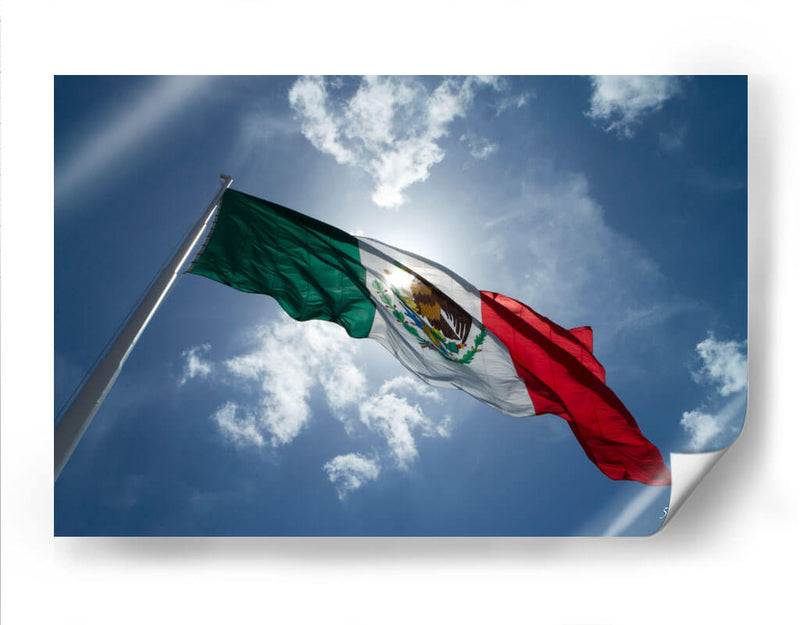 Bandera de México con sol - 5000 grados | Cuadro decorativo de Canvas Lab