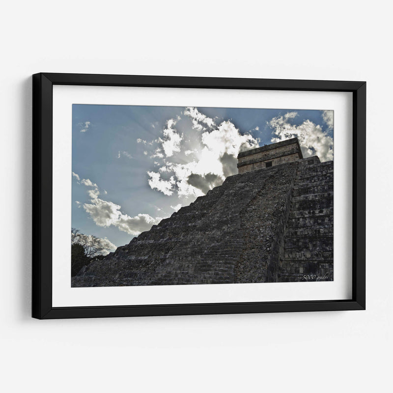 Pirámide de Chichen Itza con resplandor - 5000 grados | Cuadro decorativo de Canvas Lab