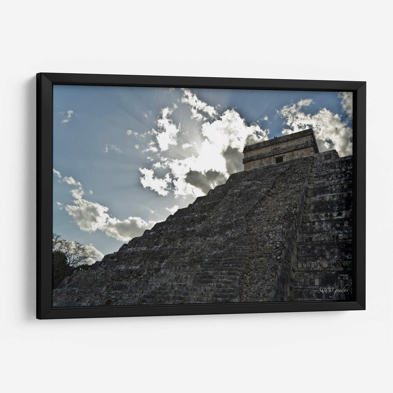 Pirámide de Chichen Itza con resplandor - 5000 grados | Cuadro decorativo de Canvas Lab