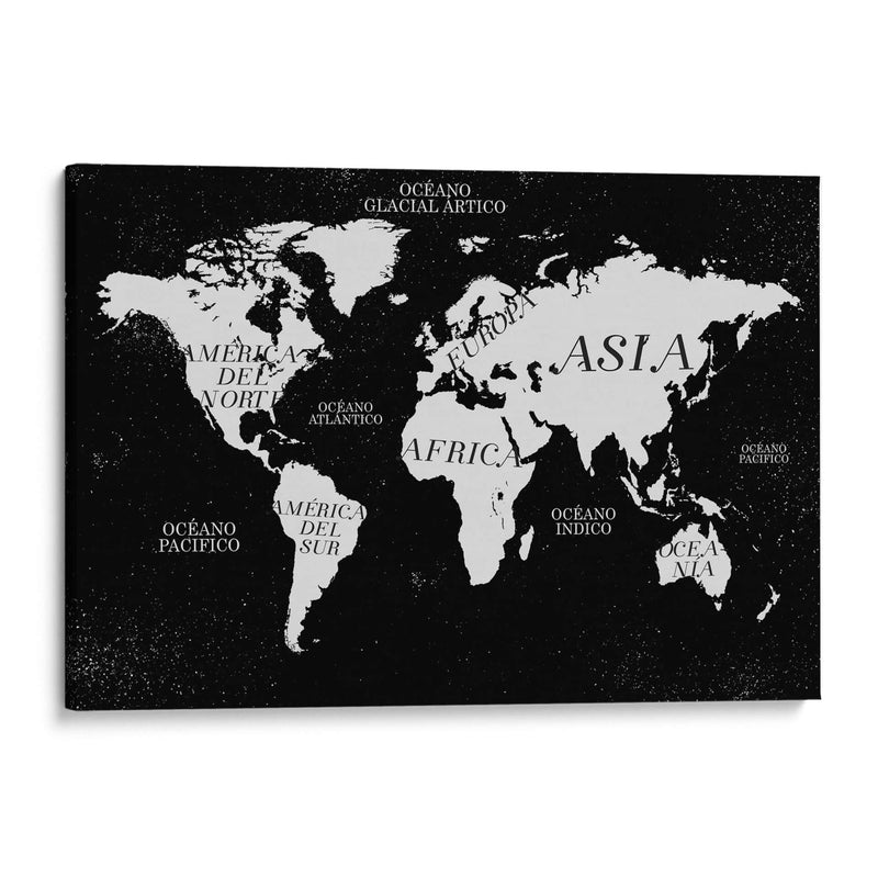 Mapa Continentes Negro - Lofty&Me | Cuadro decorativo de Canvas Lab