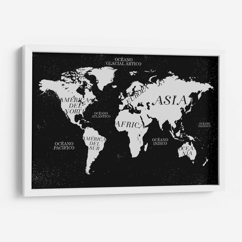 Mapa Continentes Negro - Lofty&Me | Cuadro decorativo de Canvas Lab