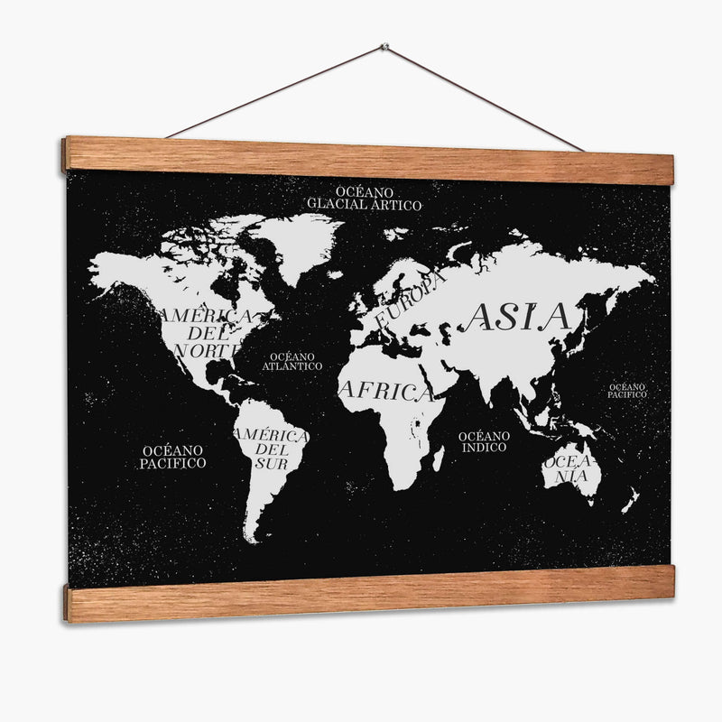 Mapa Continentes Negro - Lofty&Me | Cuadro decorativo de Canvas Lab